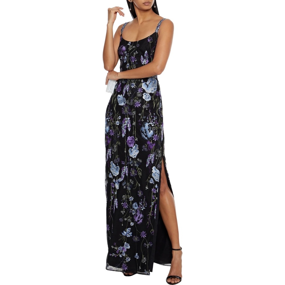 NEW Marchesa Notte Floral Embroidered Tulle Gown Size 6